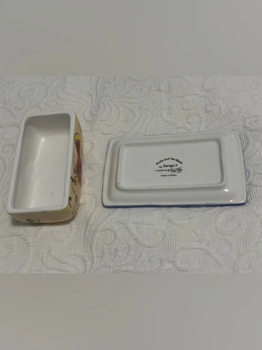 Covered Butter Dish & Salt & Pepper Shakers - “Birds and the Bees” By Sango
